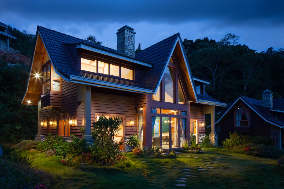 Suburban home in the early evening